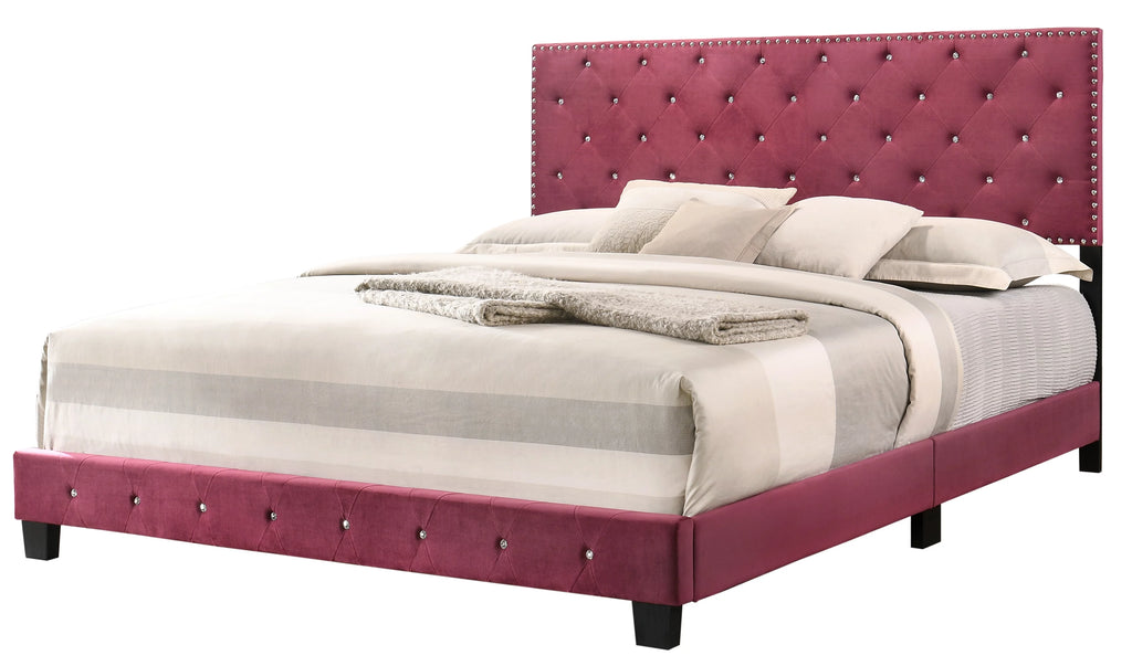 Velvet Upholstered King Bed A463