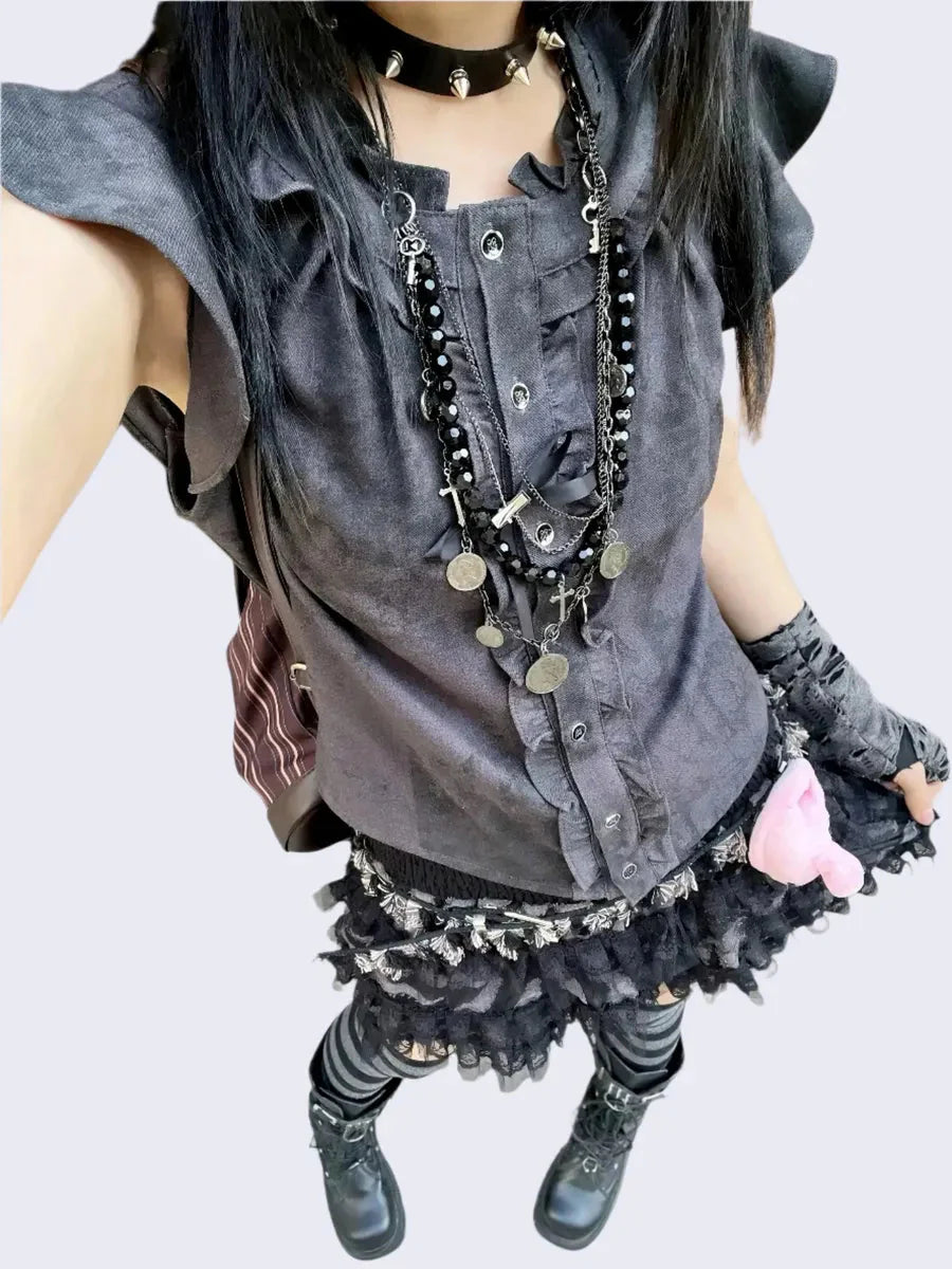 Ruffle Shirts Skirt Set X5826