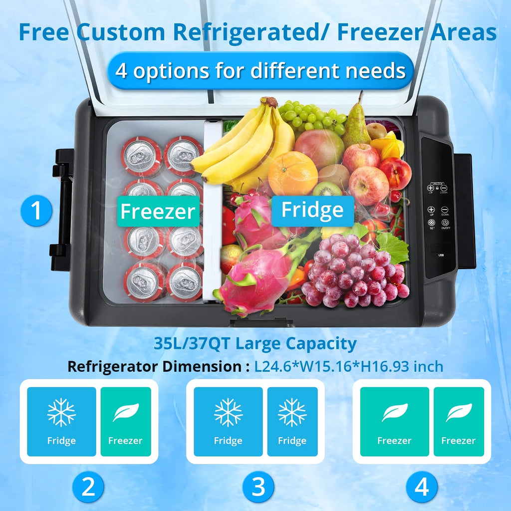 Portable Car Refrigerator 37Qt Dual Zones F6623