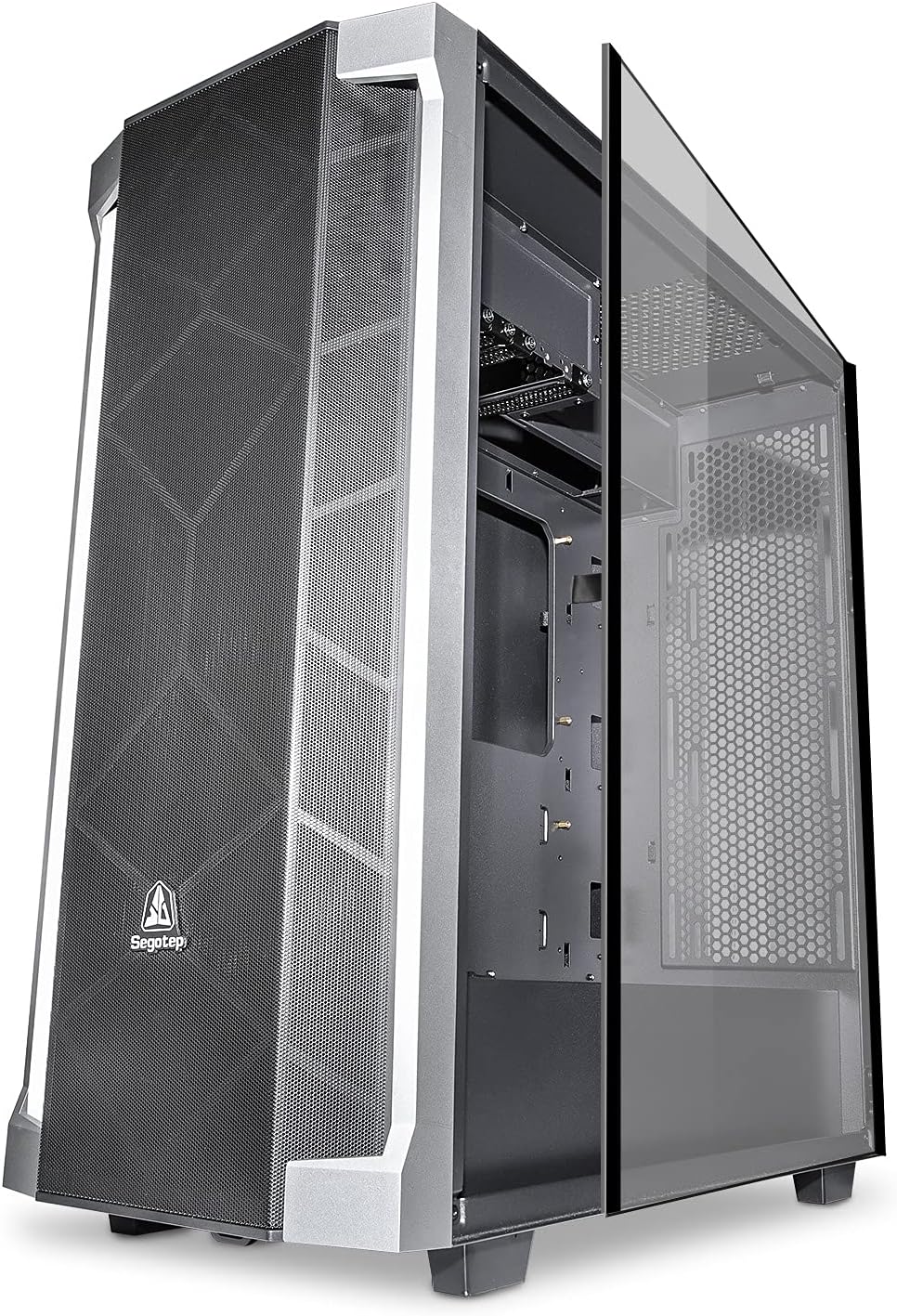 Black ATX Mid Tower PC Gaming Computer Case with Tempered Glass & RGB Front Panel M71756