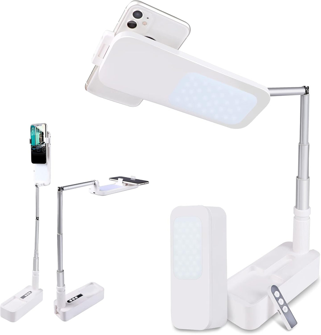 Foldable Phone Holder with LED Light, 360° Rotation, 44 Inch Stand, Pack of 2 U943475