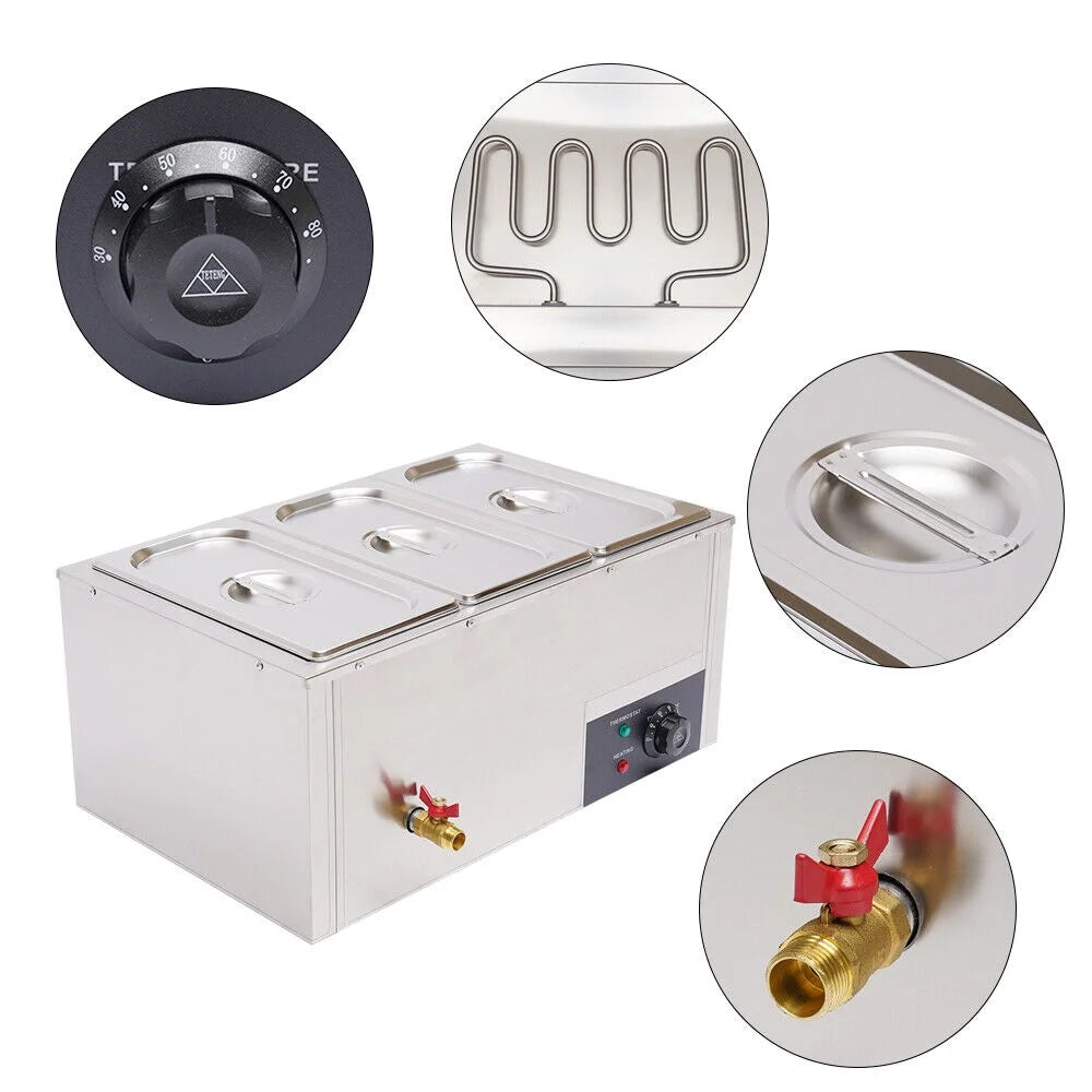 Commercial Electric Stainless Steel Food Warmer with 3 Pan Q187