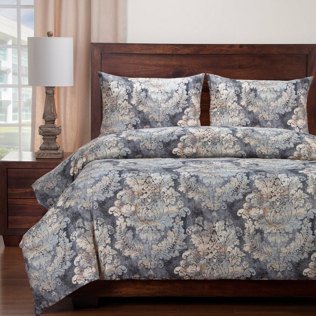 California King Damask Duvet and Shams F40623