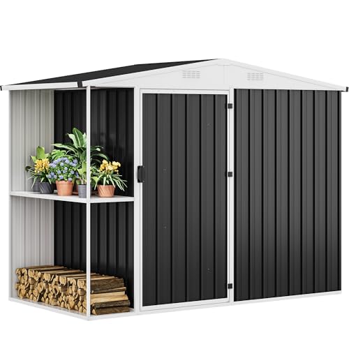 8x6ft Metal Outdoor Storage Shed with Window P433210