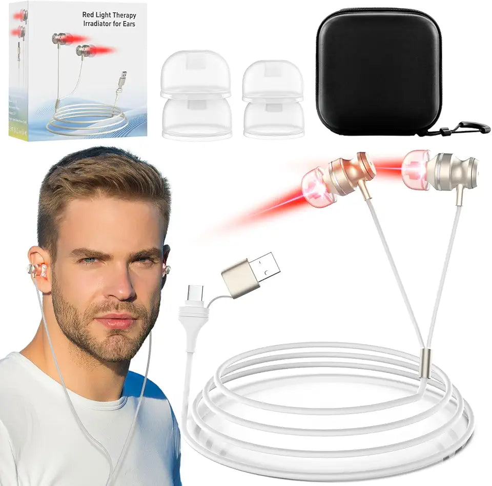Dispositivo de terapia de luz vermelha de ouvido de 650 NM USB e tipo C N2112
