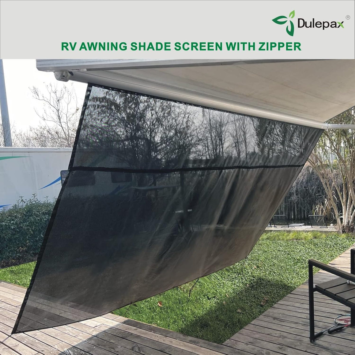 RV Awning Shade Screen with Zipper 8'X18'3'' Universal Sun Shade Screen with Complete Kits H417485