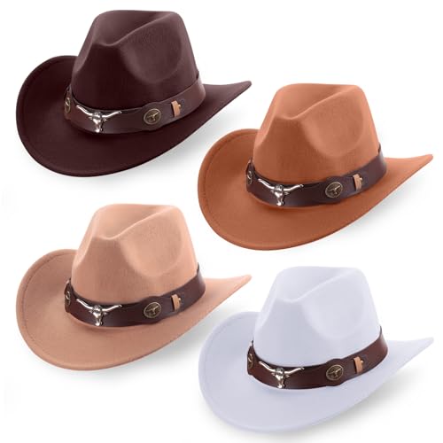 4 Pcs Felt Wide Brim Cowboy Hat D6531
