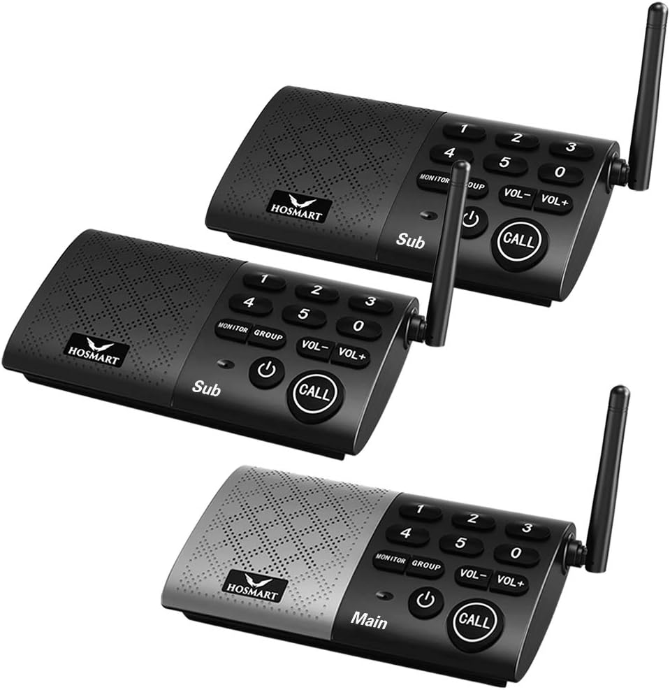 Full Duplex Wireless Intercom System, DECT 6.0 Technology, 1000 Feet Range, Pack of 2 R389088