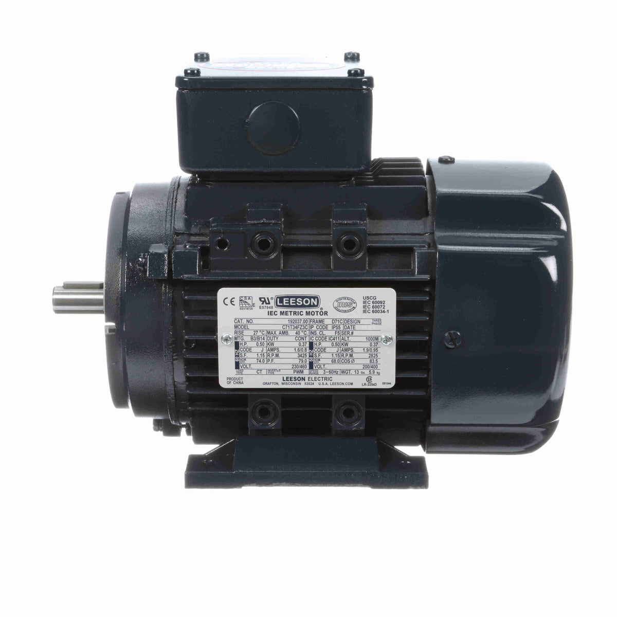 1/2HP 0.37kW IEC Metric Electric Motor, 3410RPM X943328