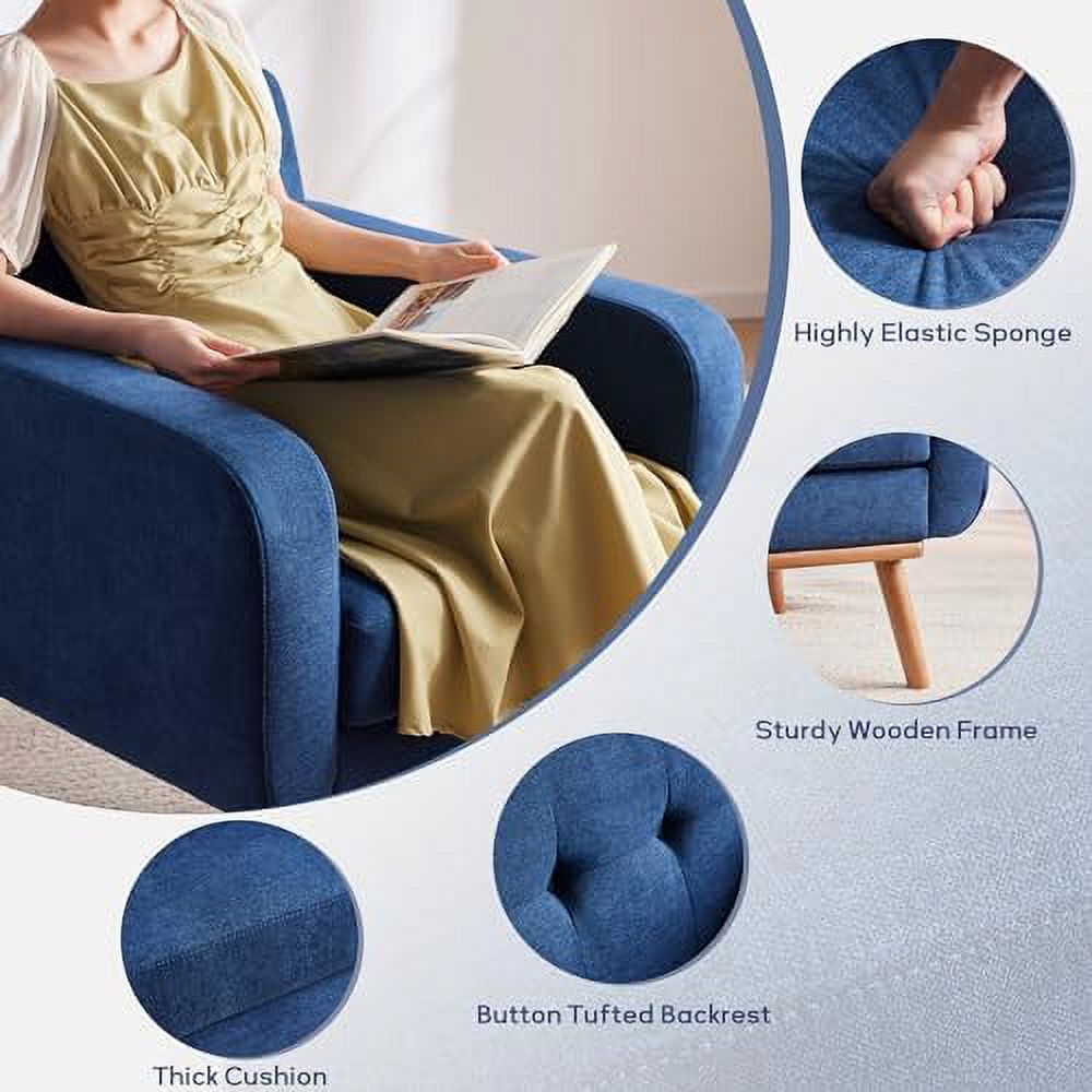 Dark Blue Fabric Accent Arm Chair V3190