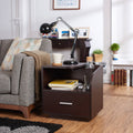 Brown Storage Drawer End Table O3260