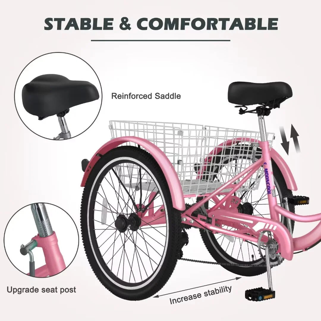 26 7 Speed Adult Tricycle with Large Basket U7389