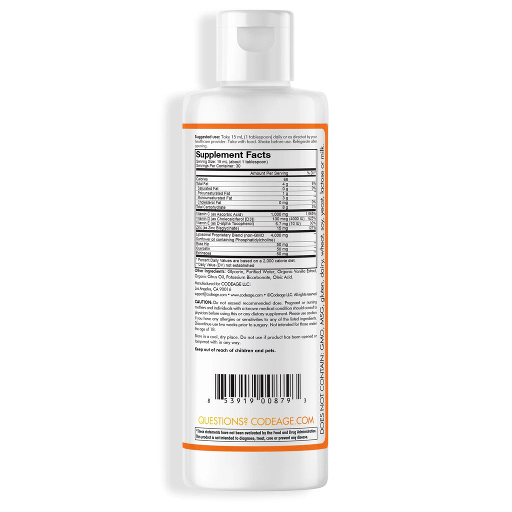 15.22 fl oz Liquid Vitamin C 1000mg with Zinc, Vitamin D E, Quercetin, Echinacea C162