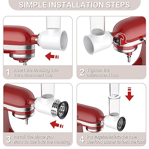 Slicer Shredder Attachment for Kitchenaid Stand Mixer with 3 Blades D631