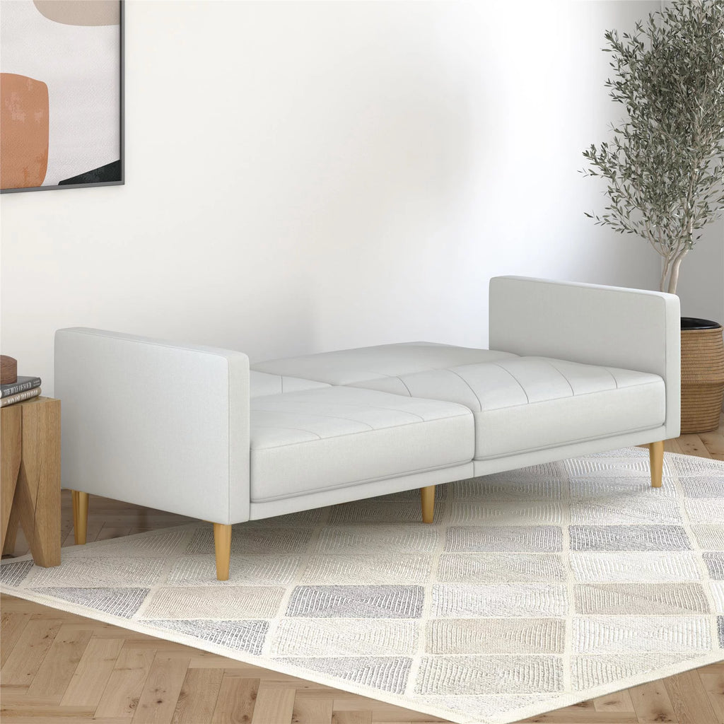 Light Gray Linen Futon Sofa Bed W92138