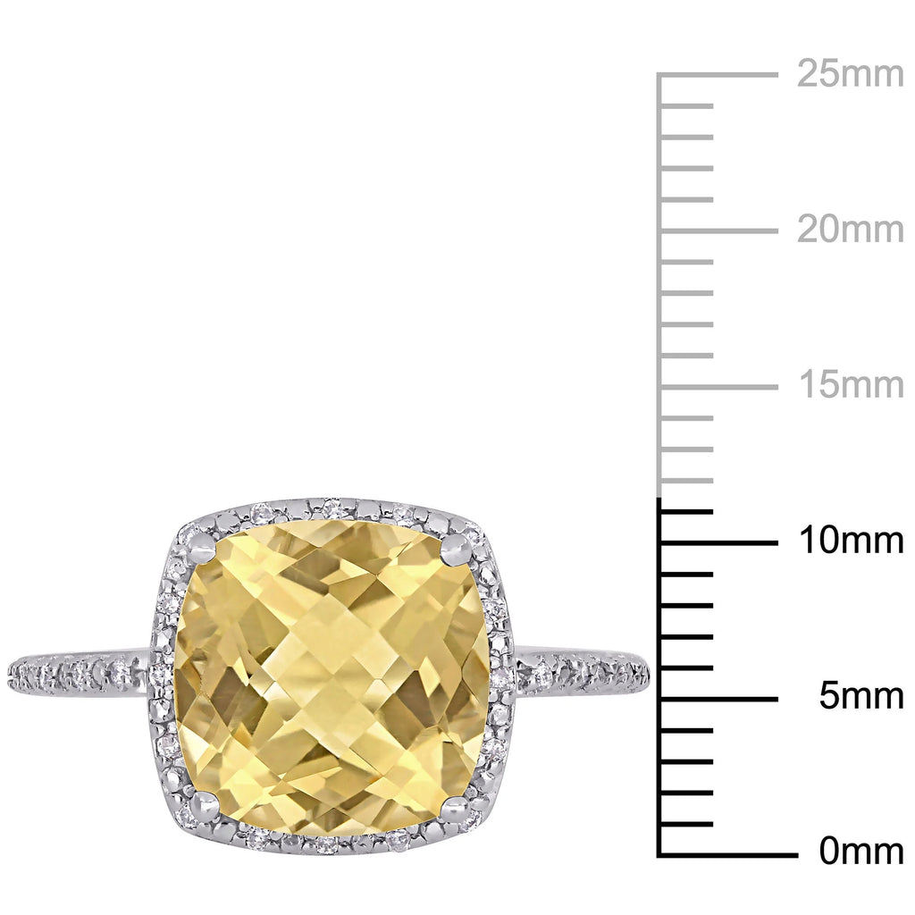 Sterling Silver Citrine and Diamond Halo Ring A438408
