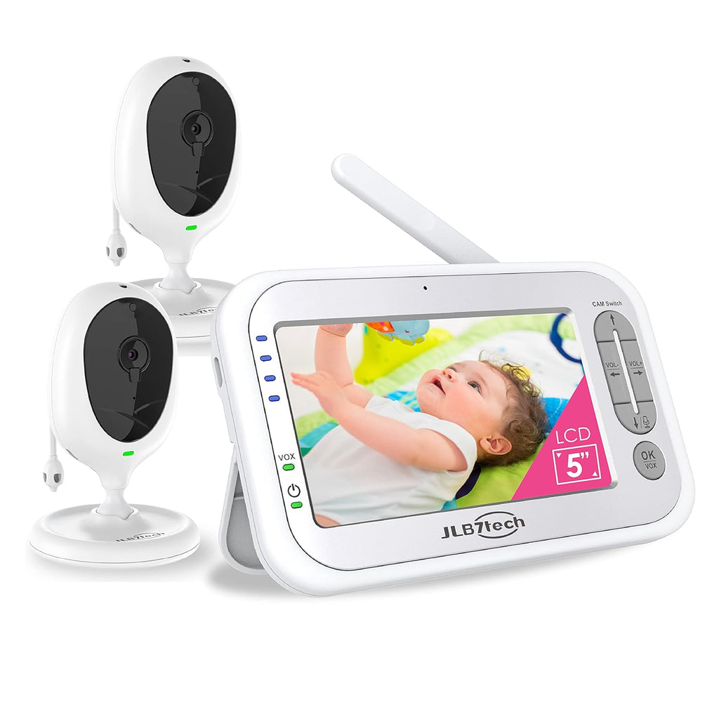 Video Baby Monitor with 2 Digital Cameras, 4.3 LCD Display, Automatic Night Vision, Two-Way Talkback, Temperature Detection, Vox, Zoom in Lens B382