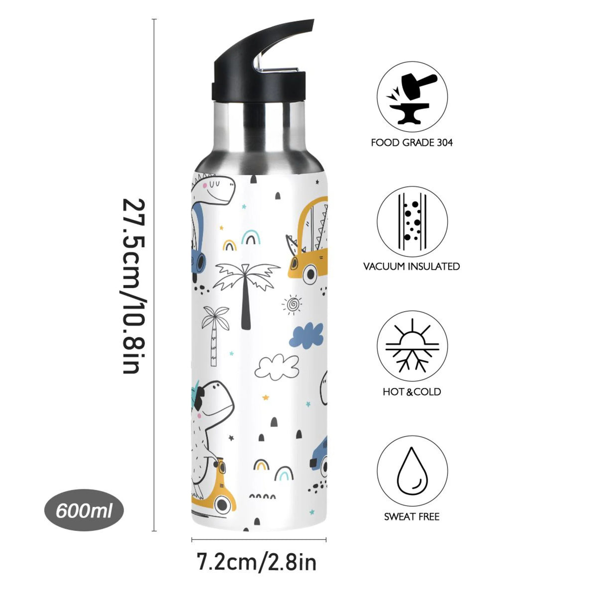 Stainless Steel Insulated Water Bottle with Straw Lid O232
