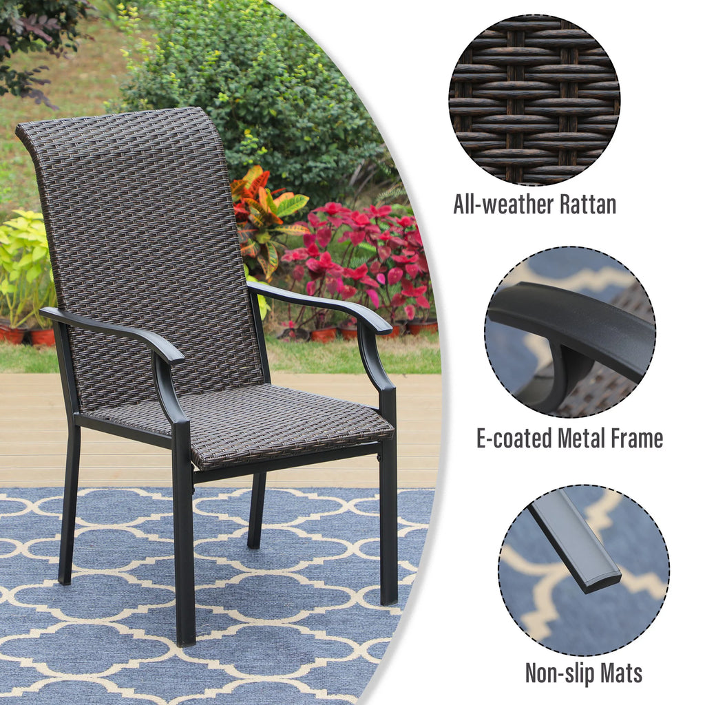 Patio Wicker Rattan Dining Chairs Set of 4 Dark Brown Y59864