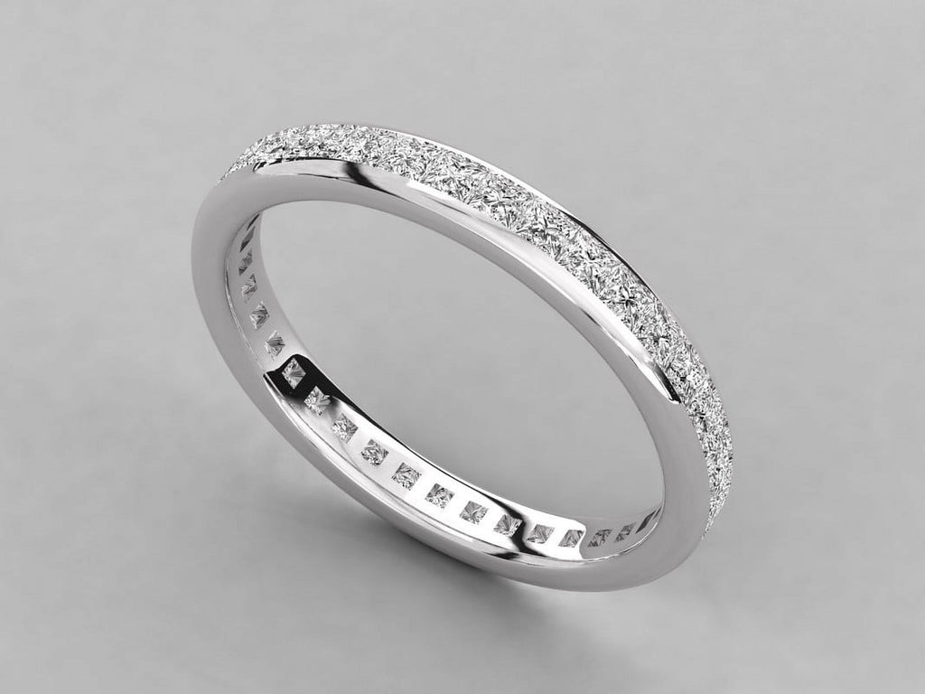 1.70MM Princess Cut Colorless Moissanite Eternity Band, 925 Silver R413036