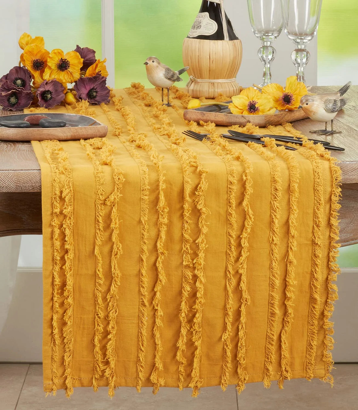 Mustard Cotton Table Runner 15"W x 72"L E889