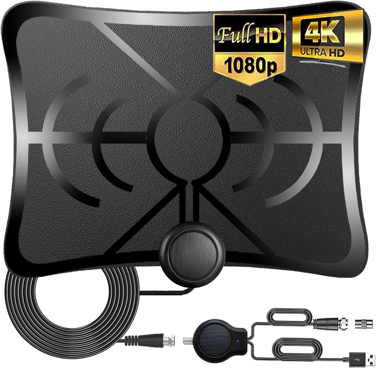 HD Digital TV Antenna 250 Miles Range 4K 1080p 18ft Coax Cable Pack of 2 W2134