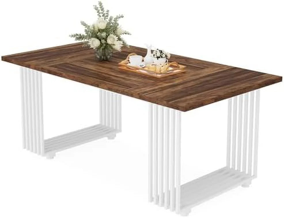White 70.8 Inch Dining Table with Gold Metal Legs O99550