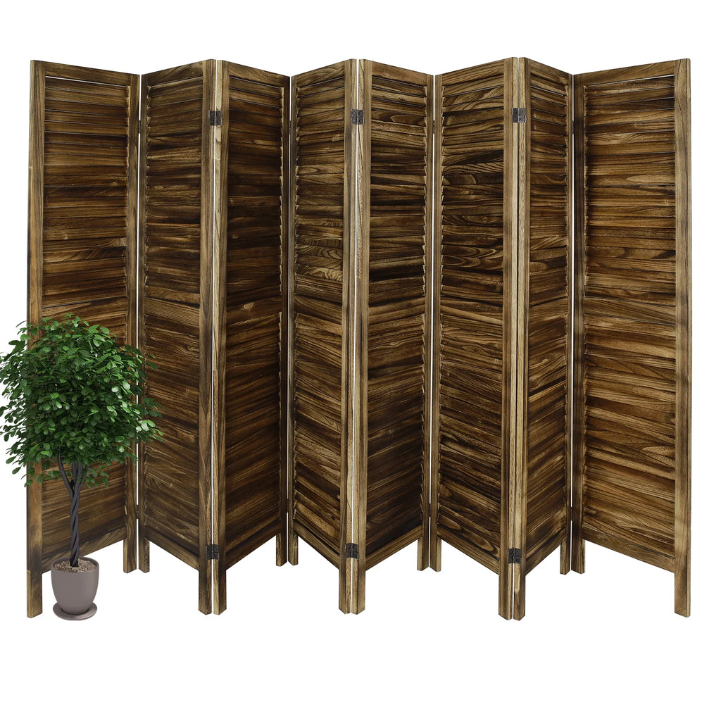 8 Panel Folding Room Divider Privacy Screen 5.6Ft Tall Brown Y6201