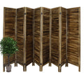 8 Panel Folding Room Divider Privacy Screen 5.6Ft Tall Brown Y6201