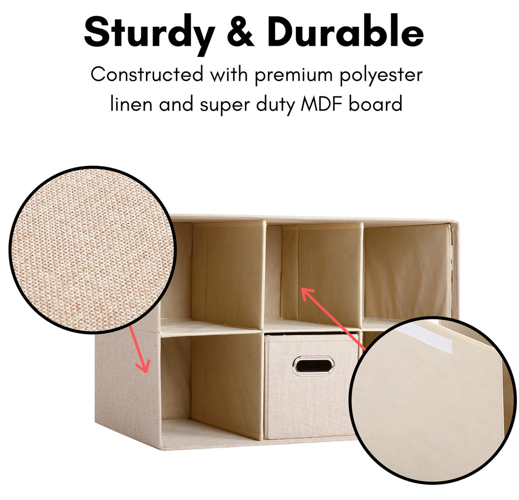 Linen Cube Organizer Shelf with 6 Storage Bins M1411