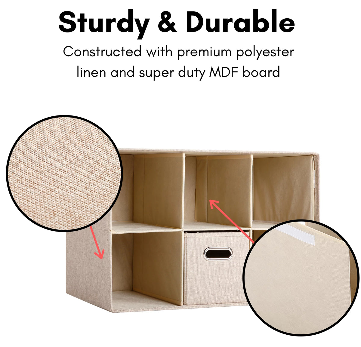 Linen Cube Organizer Shelf with 6 Storage Bins M1411