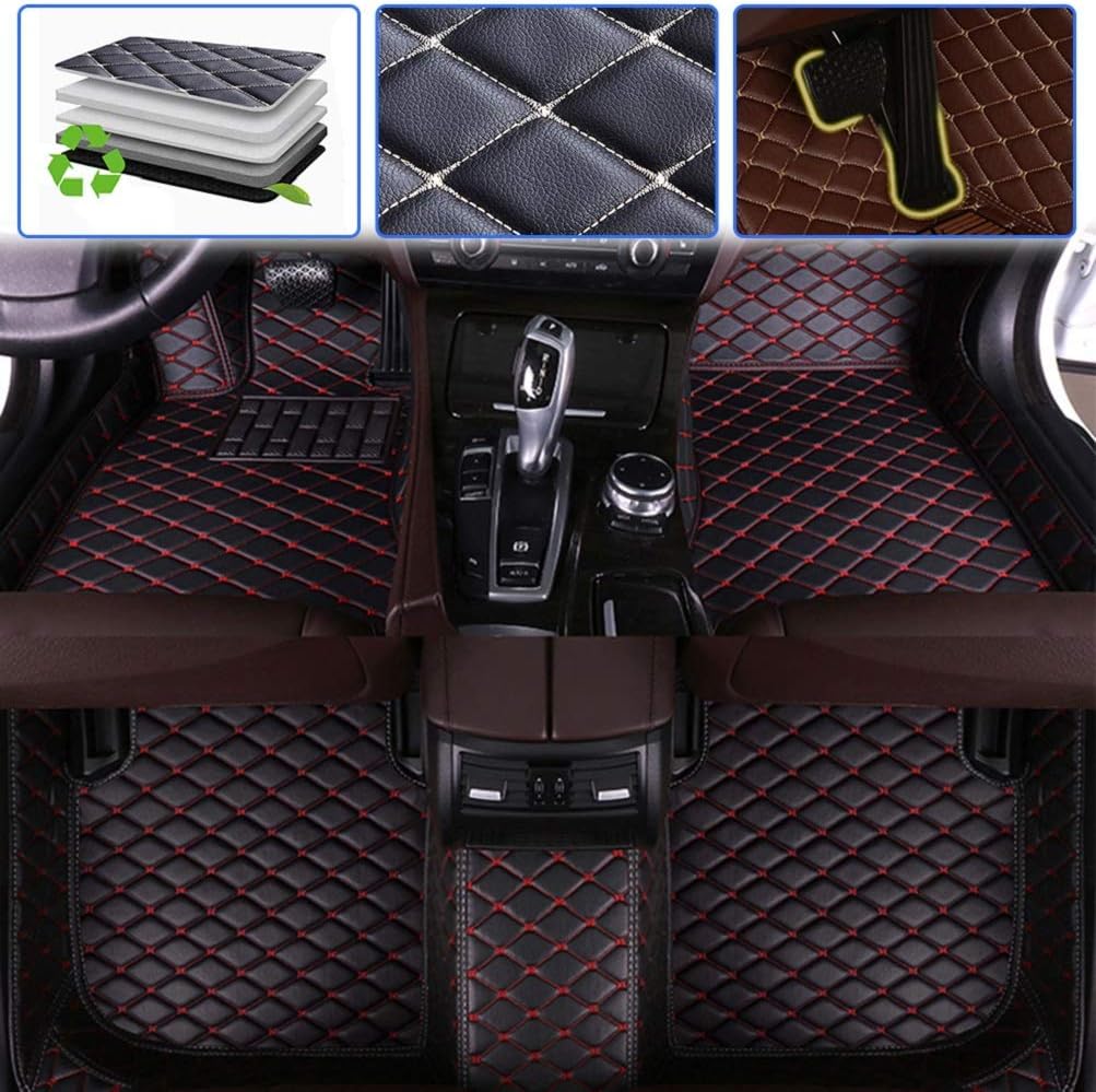 Beige Leather Car Floor Mats Front & Rear Set J369556