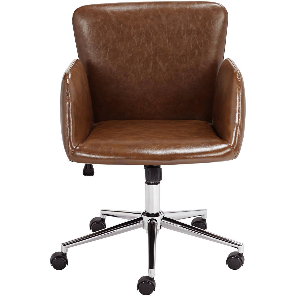 Brown Faux Leather Swivel Office Chair E468084