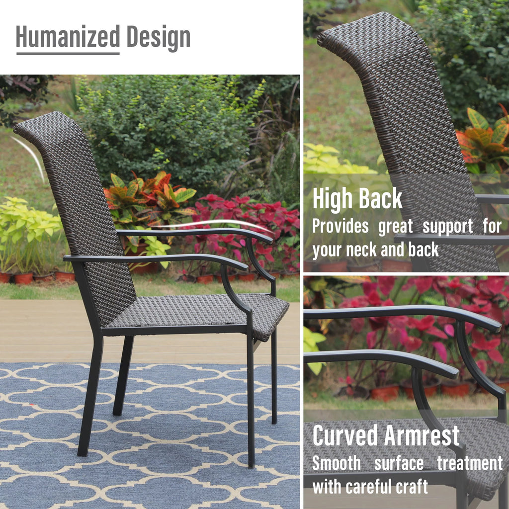 Patio Wicker Rattan Dining Chairs Set of 4 Dark Brown Y59864