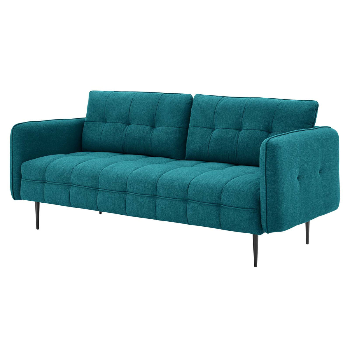 Teal Blue Tufted Fabric Sofa T374470