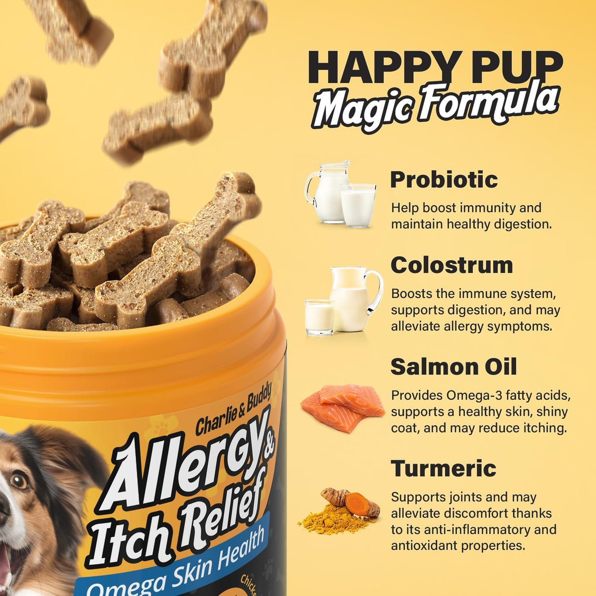 90 Soft Chews Chicken Flavor Dog Allergy Chews with Omega 3 Fish Oil G41193