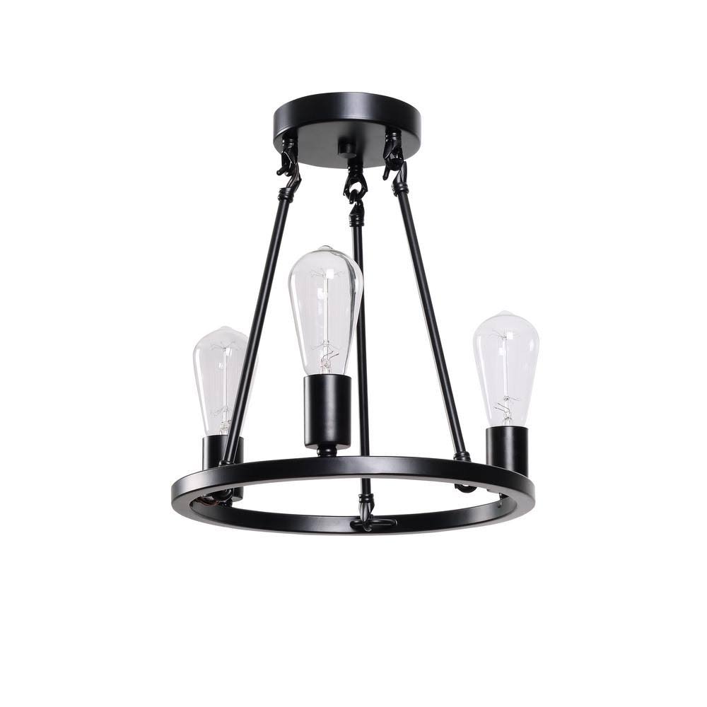 3-Light Black Semi-Flush Mount M5001