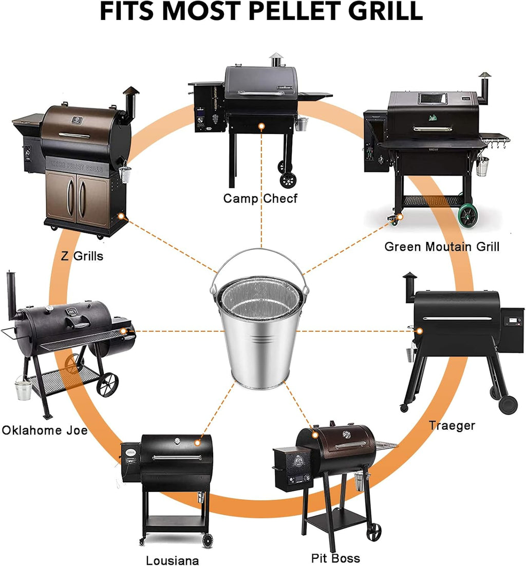 Grill Grease Drip Bucket with 10-Pack Foil Liners I431