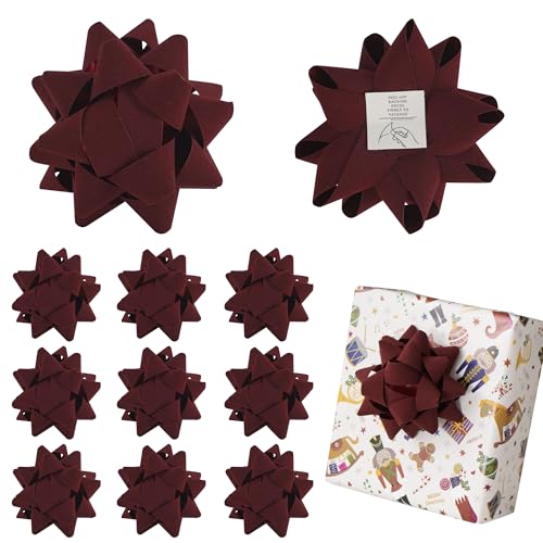 Dark Red Velvet Gift Bow 12 PCs Y499