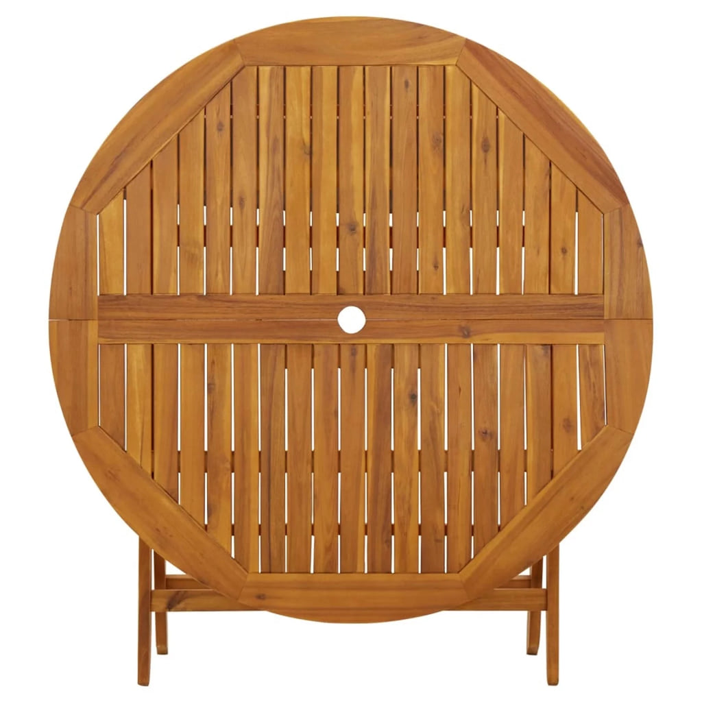 Folding Wood Acacia Round Outdoor Dining Table with Umbrella Hole X32340