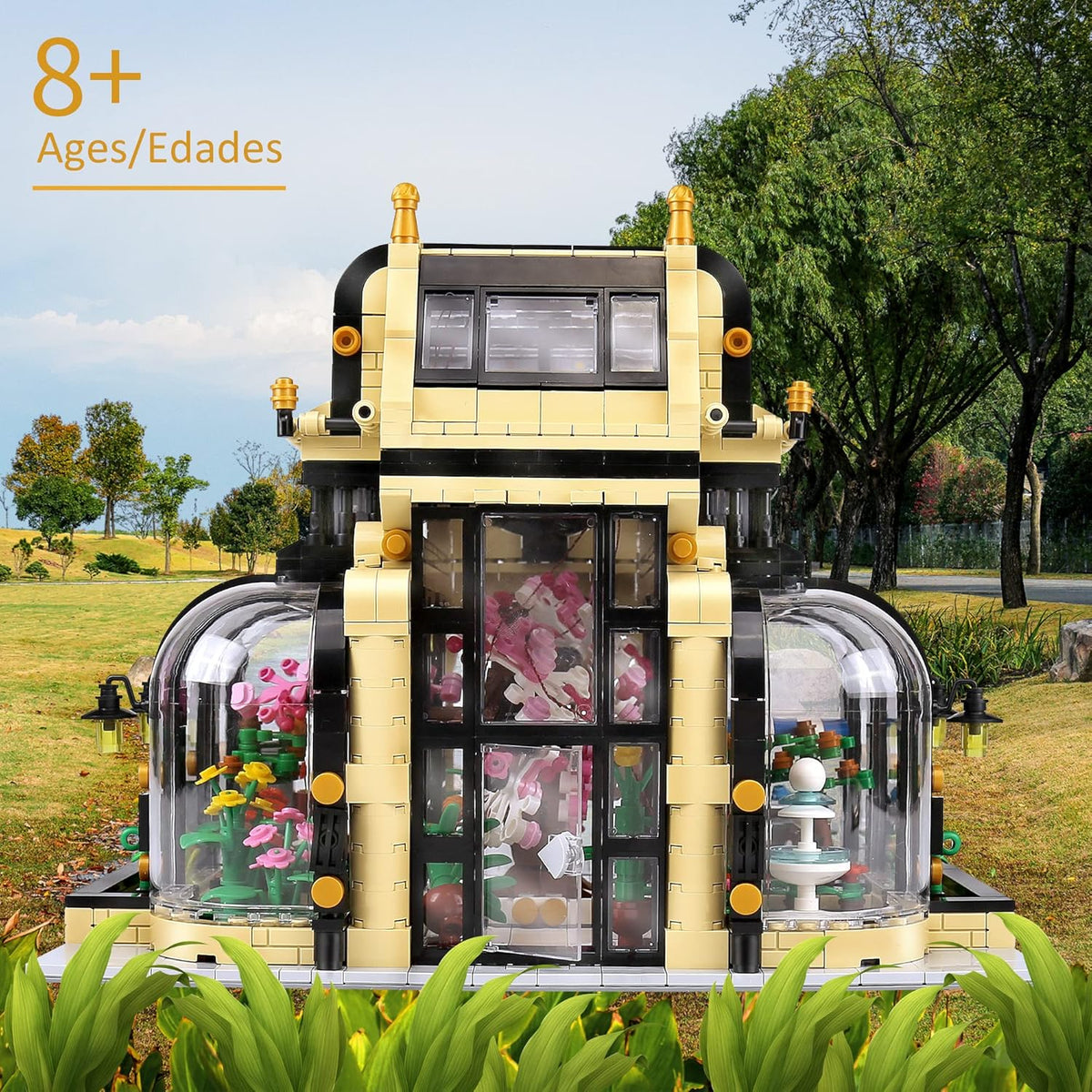 Plant Garden Building Kits Toy, MOC Building Blocks Botanical Garden with LED Lights, Streetview House Kit (2147 Pieces) V82714