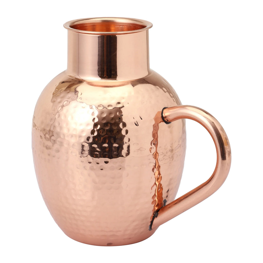 Copper Pitcher with Bowl, Hammered Jug, 50.7 US Fl Oz (1.5 Lt.) M957922