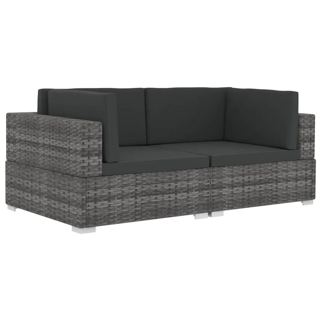 2 Piece Patio Sofa Set with Cushions Poly Rattan Gray A14254