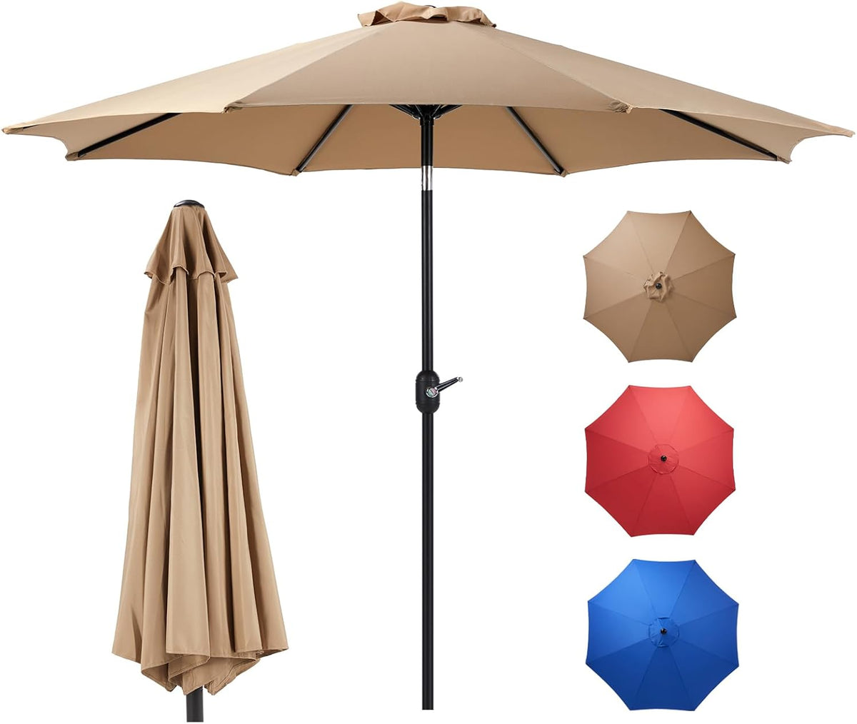 Tan 9' Outdoor Patio Umbrella with 8 Ribs T30402