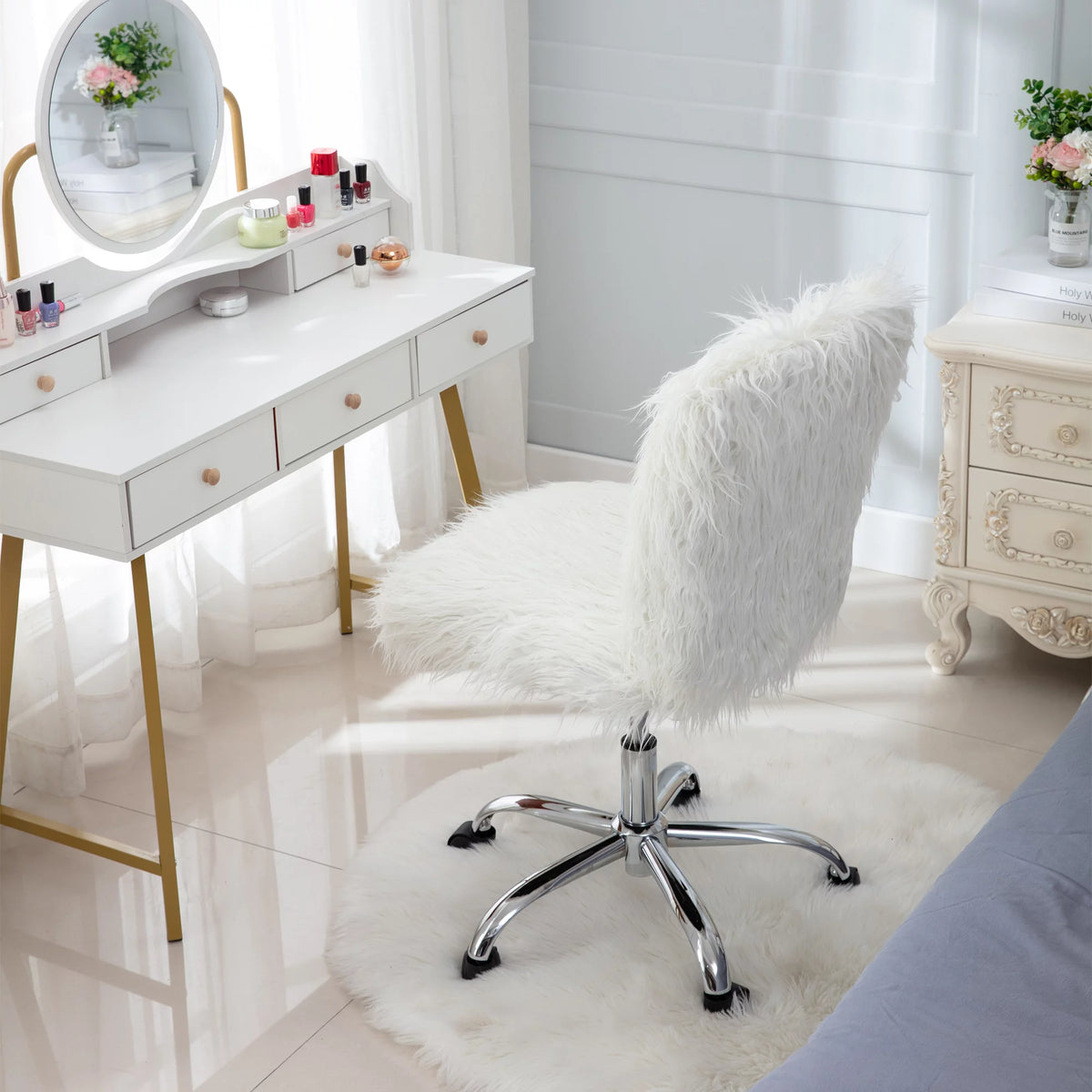 White Vanity Office Chair J69906