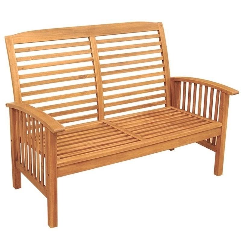 Brown Acacia Wood Outdoor Loveseat J179