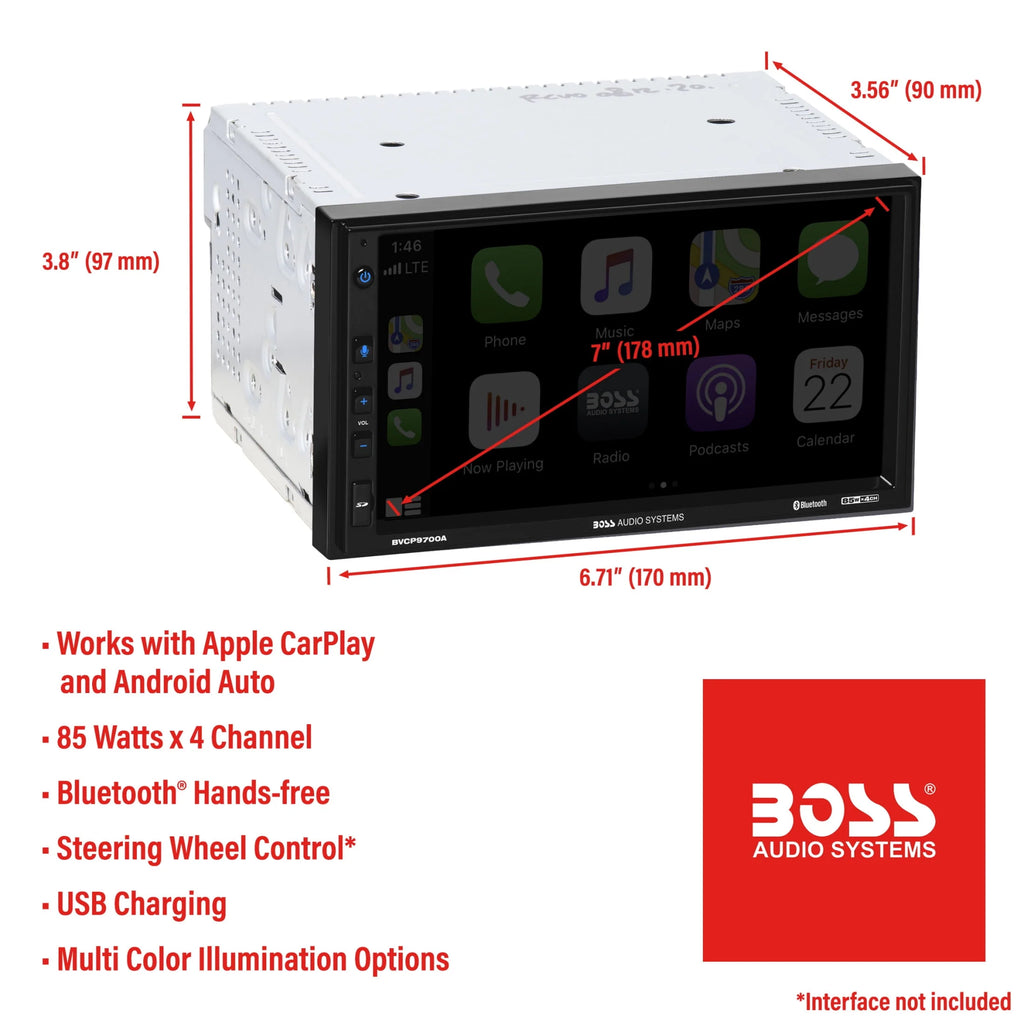 Double Din 7 Inch Touchscreen Car Stereo with Apple CarPlay Android Auto Bluetooth U780770