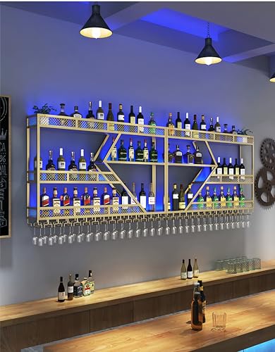 Black 3 Tier Metal Wine Rack with LED Light Y165673