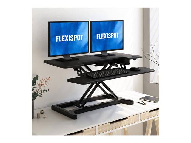 Black electric standing desk converter J148