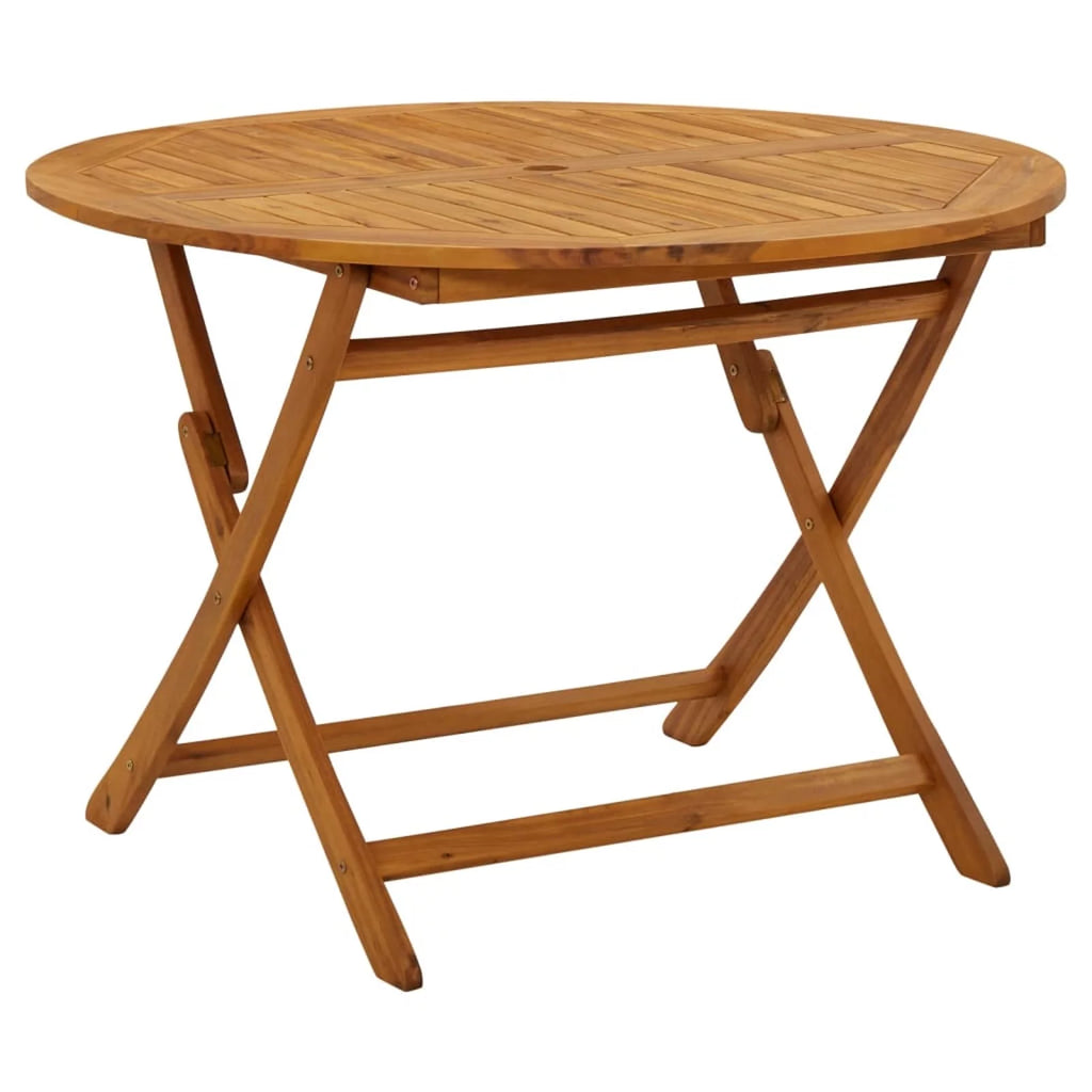 Folding Wood Acacia Round Outdoor Dining Table with Umbrella Hole X32340